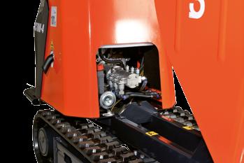 KUBOTA TRACKED DUMPER Grease tension system and short pitch track The rubber crawler is tensioned by a grease