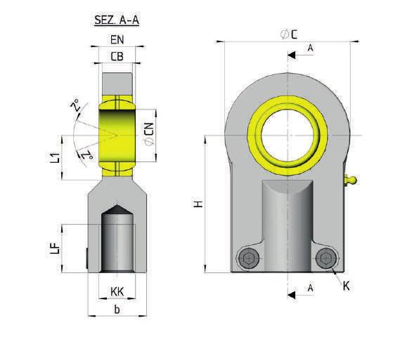 2T ISO 6020/2 D: Ball Joint End - D Type Rod KK CN H Js13 LF EN CB b L1 C Z (min.