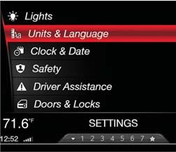 SETTINGS To access the user-programmable functions, open the main menu by pressing the MENU button, then select SETTINGS by turning and pressing the Rotary Pad.
