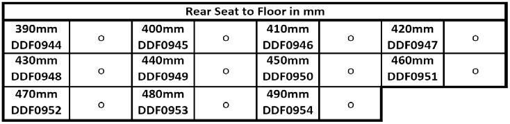 supplied with an upmounted footrest BACKREST BACK UPHOLSTERY DDF0700 Standard light upholstery (NC: 0750,0703,1491) DDF0722 Tension adjustable