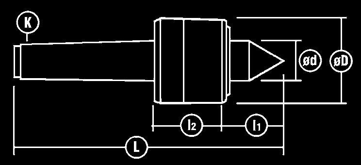 Model Morse Taper K Load Factor kg/lbs Sizes in mm D d l1 l2 L Weight kgs Maximum Eccentricity 570-002 R-200N 2 180/396 42 18 24 35 128 0.430 0.003 mm / 0.