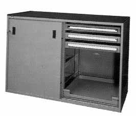 Machine Tool Cabinets A wide diversification of storage shelves to accommodate your individual needs These cabinets, which have sliding doors, offer extra storage capacity in a smaller space.