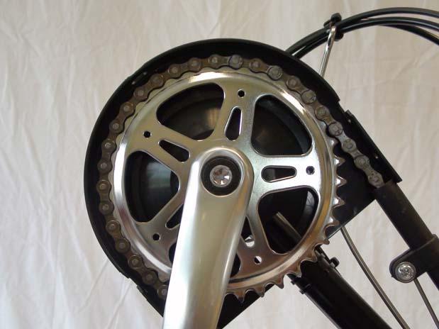 5) Place chain on front side of sprocket and rotate crank arm counter clockwise until chain is on sprocket completely.