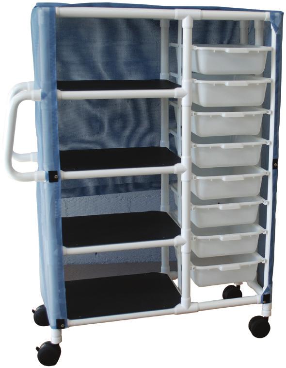 goods Mauve MRI PVC 3 Shelf Extra-Wide Utility/Linen Cart, No Cover-With Flushed