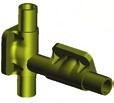 This valve design serves as a 90-degree elbow for the piping system or as a valve by valve configuration.