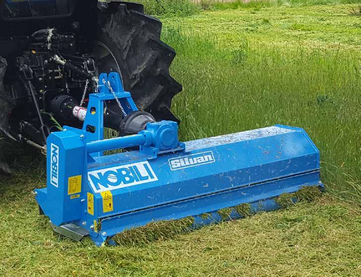 Nobili TLP Mulchers 10-30 HP Y Blades Standard Grass, Pasture Pictured: TLP160/08 Suited to low horsepower tractors up to 30HP for grass with cutting height maintained by the rear roller.