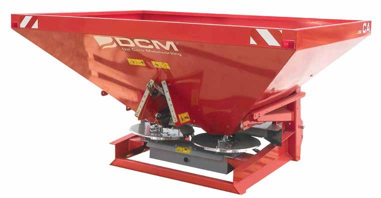 CA Twin Disc Spreader Vineyards Pasture Spread 10-24m** Hopper 900 to 2000L Pictured: DCM-CA900 APPLICATION: CONSTRUCTION: ATTACHMENT: DRIVE LINE: CONTROL: A versatile spreader suited to pasture and