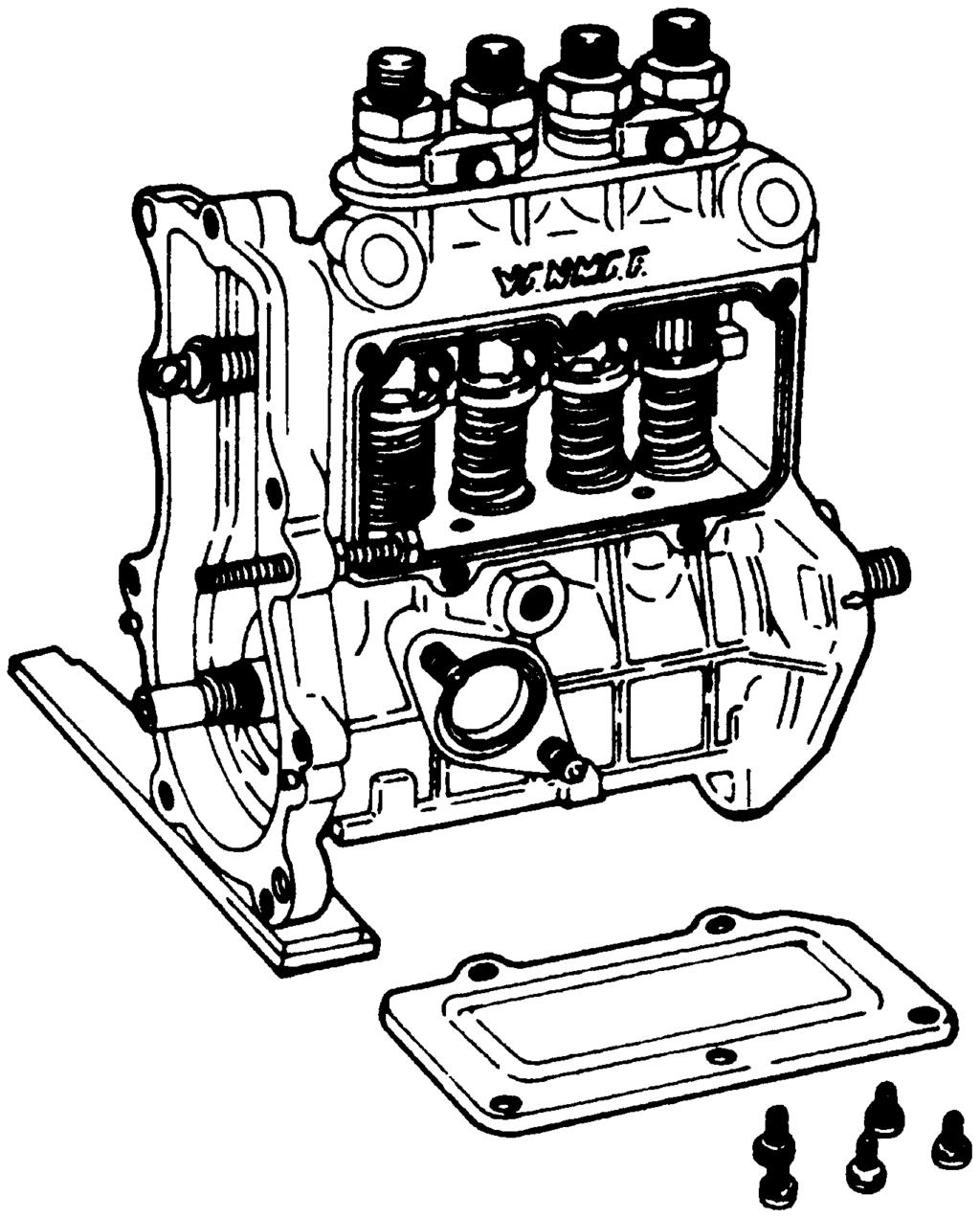 (2) Turn the fuel injection pump upside down to drain fuel oil.
