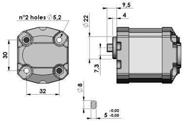 5 Gear pumps Gear pumps group 05 for MR Displacement (cc/rev) Flow (l/min) @1500 rpm P2 (bar) P3 (bar) R0 0,18