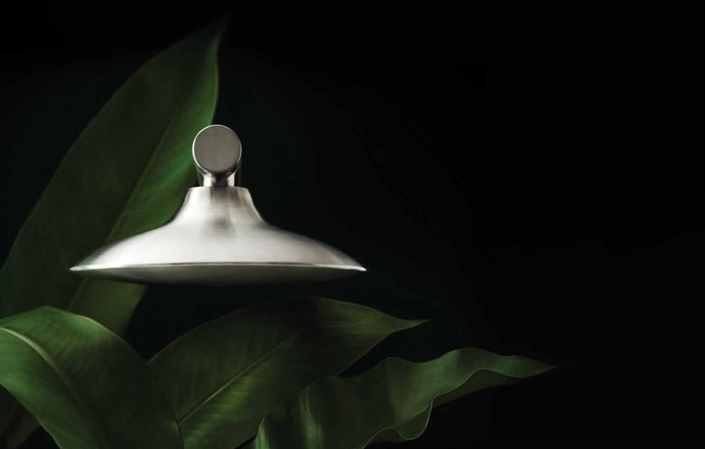INSPIRED BY NATURE The Monsoon shower head seeks to capture the invigorating sensuality of an open-air bathroom in the tropics.