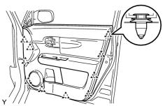 REMOVE FRONT DOOR TRIM BOARD SUB-ASSEMBLY (a) Remove the