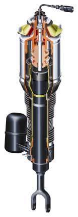 Air spring struts Air spring struts with externally guided, two-layer air spring gaiters are used on the front and rear axles.