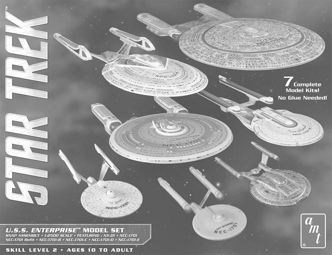 89 763 Cadet Series (TOS) Era Ship (3 snap kits - USS Enterprise NCC-1701, Klingon D-7 Battle Cruiser, & Romulan Bird of Prey) (1/2500 sc) 16.