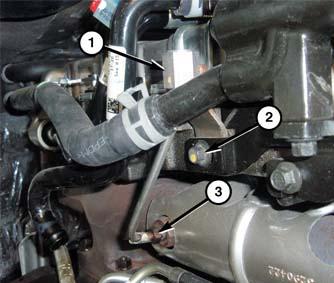 Remove the bolt (2) and disconnect the tube from the manifold. Disconnecting the electrical connector is not necessary, you can simply move it out of the way. 2007.5-2012 Trucks 2013+ Trucks 23.