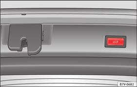 Opening the rear lid electronically Fig. 137 Button with rear lid open Opening the rear lid Press and hold the button on the vehicle key until the rear lid opens automatically.