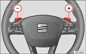 Press the lever forwards + or backwards to move up or down a gear Fig. 202. Driving with automatic gearbox The gearbox changes gear ratios automatically as the vehicle moves.