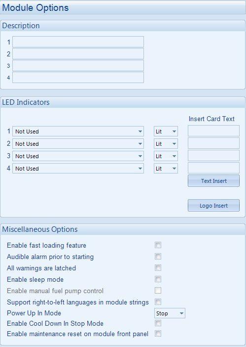 Edit Configuration - Module 4.2.1 MODULE OPTIONS Allows the user to select the function of the modules user configurable LED indicators.