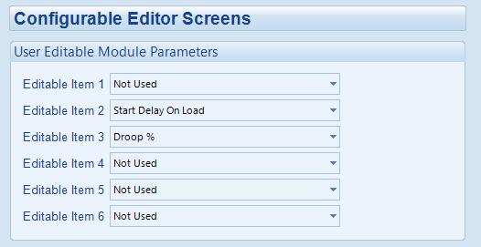 Edit Configuration Advanced PLC Logic 4.16.6 CONFIGURABLE EDITOR SCREENS The module s display includes new screens for editing these parameters.