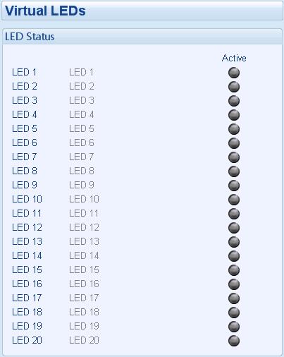 5.6 VIRTUAL LEDS Shows the state of the virtual LEDs. These LEDs are not fitted to the module or expansion modules, they are not physical LEDs.