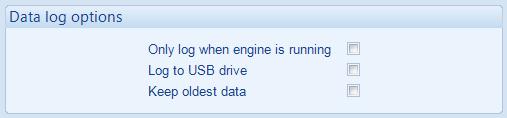 Edit Configuration - Module 4.2.4.2 OPTIONS Setting Only log when engine is running Log to USB drive Keep oldest data Description = The module will log data regardless of engine running state.