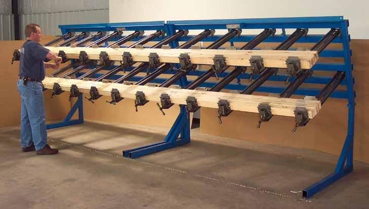 RAIL & POST PANEL CLAMP New JLT Clamping System for the Custom Woodworker who produce 16 Railing, Long Posts and Face Glue Solid Wood Components up to 6 Thick.