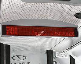 Information on the line number, route and stops is available in every vehicle. It is placed on the right-hand side on an information plate.