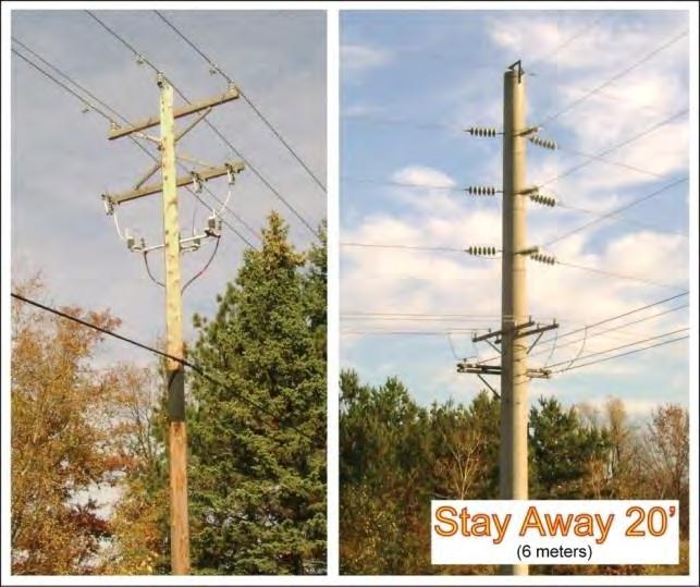 Electricity The Rules 1. You MUST maintain 20 feet clearance from any power line carrying up to 350,000 volts, and maintain 50 feet of clearance for any power line carrying more than 350,000 volts.