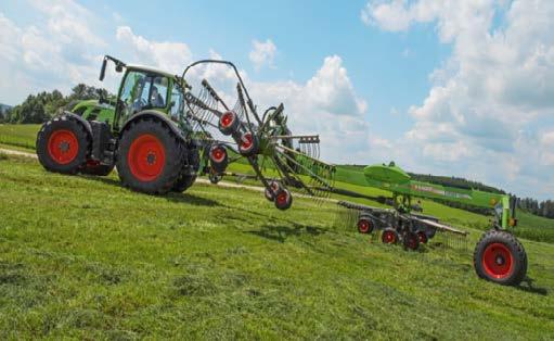 CamControl hydraulically adjusts the cam track of the rotor on the headland in order that the tine arms remain level at the deposit position height, ensuring that even the largest swaths remain