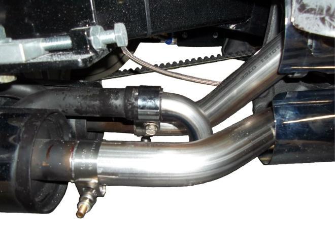 the RHS muffler). Slide the provided 1.5 t-bolt clamps on the extension ends.