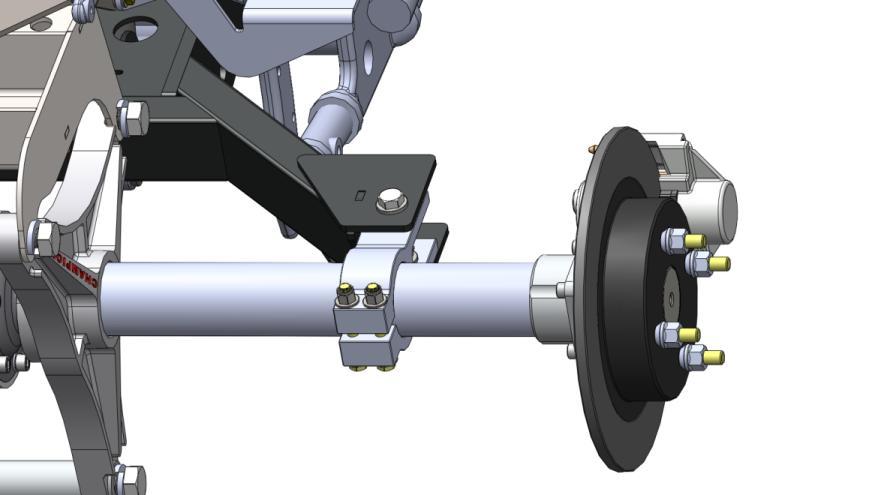 Position the fork clamps as seen below and attach rear end using supplied 1/2-20x1-1/2 hex head cap