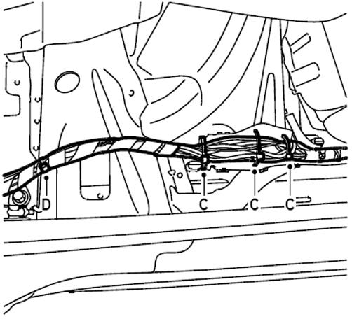 Page 22 of 40 6.11. Secure the connector and the old optic cable using the cable tie for the existing wiring harness (C).