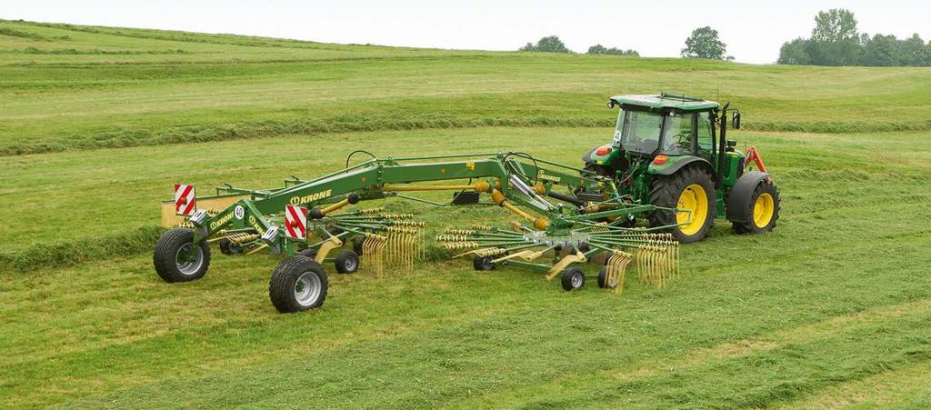 Swadro 807, 809, 907 are KRONE s high-capacity sidedelivery rakes that feature two
