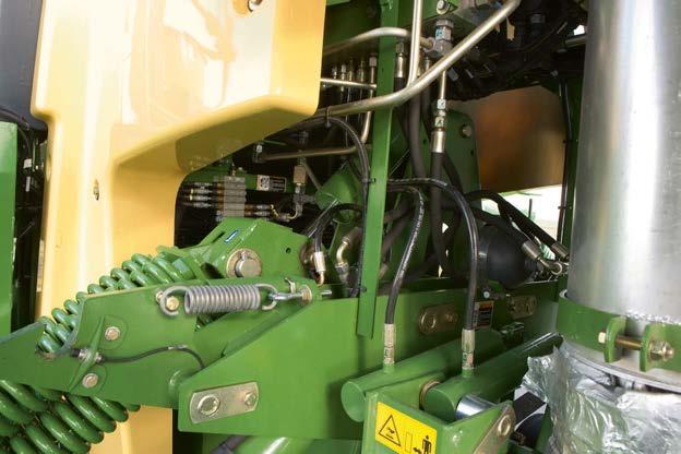 The hydraulic system is particularly useful in lucerne and allows operators to alter the ground pressure on the