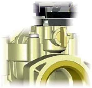 B Turning the lever clockwise to a vertical position opens the valve without powering the solenoid. C The valve is now open. Energising or de-energising the solenoid has no further effect.
