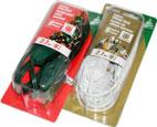CHRISTMAS/PATIO CORDS Christmas/Patio Indoor/Outdoor Cord 3 polarized outlets 2-conductor solid molded plug comes with safety receptical cap wire gauge: 16-2 wire type: PXWT rated: 13A/125V CSA