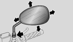 Rear-view mirrors removal: Rest the vehicle on its stand. Loosen the locking nut. Slide up and remove the complete rear-view mirror unit.