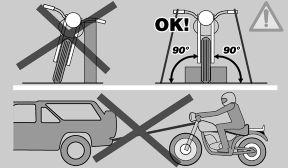 WHEN USING A SYSTEM OF PRESSURE WASHING (AFTER CHECKING THAT ANY DETERGENTS ARE COMPATIBLE WITH THE MOTORCYCLE FINISH), KEEP A DISTANCE OF AT LEAST ONE METRE.