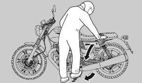NOTE DO NOT TAMPER WITH THE EXHAUST SYSTEM. Stand (03_17, 03_18) BEFORE SETTING OFF, MAKE SURE THE STAND HAS BEEN COMPLETELY RETRACTED TO ITS POSITION.
