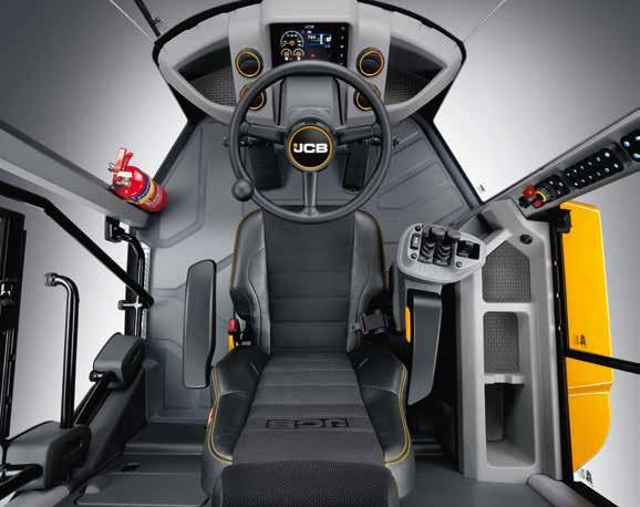 High torque at low rpm. JCB CommandPlus cab with two LCD screens give easy access to operating menus.