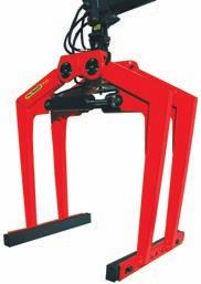 BRICK STACK GRAPPLES WITH SCISSOR GRAB The robust brick stack grapple handles loads up to 2000 kg Fixed plunge depth with pivoting clamping arms hydraulically operated Versatile tool due to opening