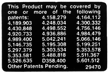 Patent Numbers 15 2-989