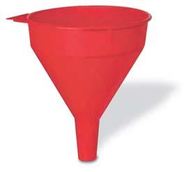 RED POLYETHYLENE FUNNELS Model #32090 #32091 #32095 #32096 #32001 #32002 #32005 #32006 1-pint 1-pint 2-quart 6-quart Color Red Red Red Red Top ID 4 1 / 2" 4 1 / 2" 6 1 / 2" 8 1 / 4" Spout OD 1 / 2"