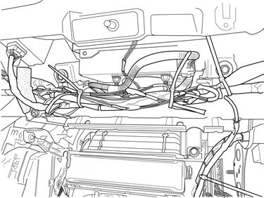 4-6 (h) Bundle up the excess of the V2 wire harness and secure it to the vehicle brace with three wire ties. (Fig. 4-7) Go to Section 5.