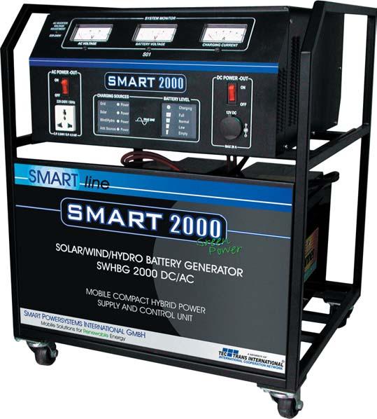 SMART 1000 / 2000 SERIES SWHBG 2000 S01 / S02 MOBILE GRID-INDEPENDENT HYBRID POWER CONTROL UNIT FOR CONTINUOUS POWER SUPPLY BY SOLAR, WIND & HYDRO ENERGY SMART SWHBG 2000 S01/24 with Roller Rack TRUE