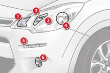 Practical information Changing a bulb The headlamps are fitted with polycarbonate glass with a protective coating: F do not clean them using a dry or abrasive cloth, nor with a detergent or solvent