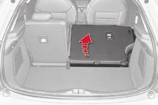 F Straighten the seat backrest 2 and secure it. F Check that the red indicator, located next to the control 1, is no longer visible.