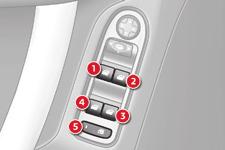 Access Window controls The one-touch type has a system which provides protection if an obstacle is detected and there is a deactivation system to prevent misuse of the rear switches on all models. 1.