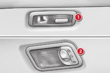 Rear courtesy lamp Central or rear courtesy lamps In this position, the courtesy lamp comes on gradually: - when the vehicle is unlocked, - when the key is removed from the ignition, - when a door is