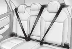 Safety Rear seat belts Unfastening F Press the red button on the buckle. F Guide the seat belt as it reels in.