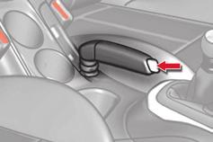 Driving Manual parking brake Applying F Pull the parking brake lever fully up to immobilise your vehicle.